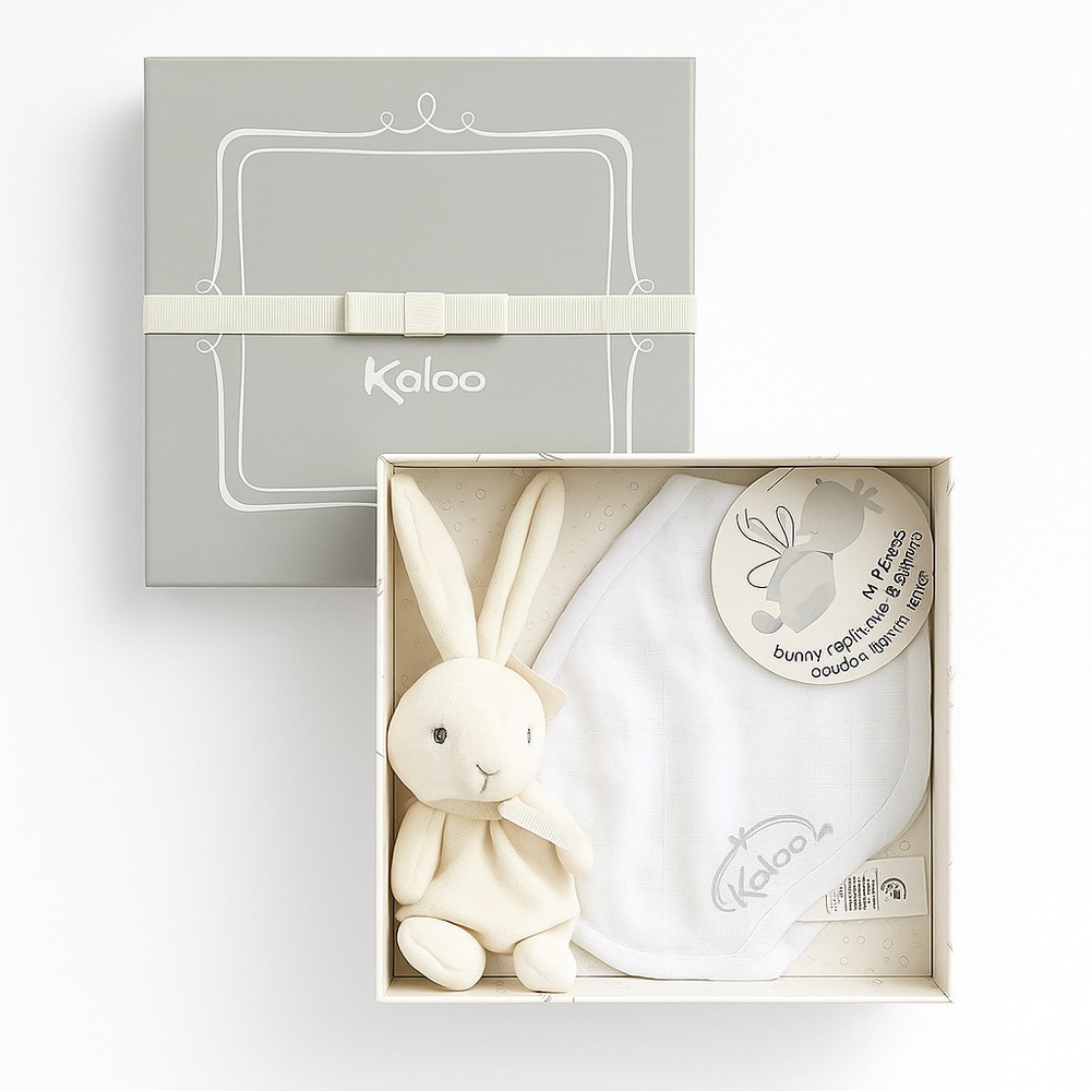 KALOO “My First” Birth Gift Box – Bunny Comforter & Blanket Set – New with Tags